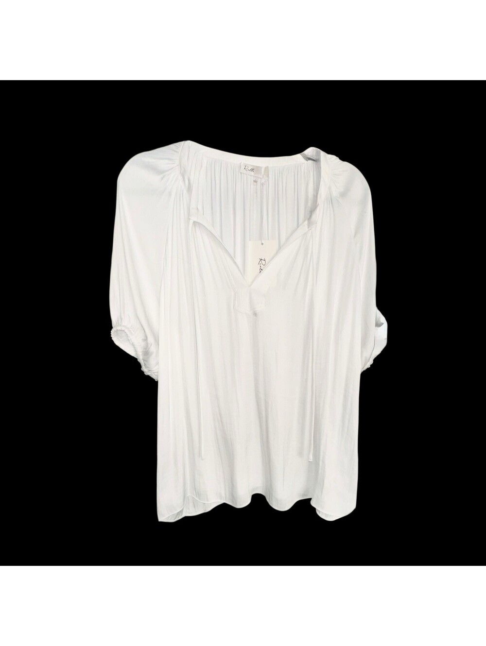 Rielle Peasant Blouse White 3/4 sleeve Blouse NewW/Tags feels like Silk! REDUCED